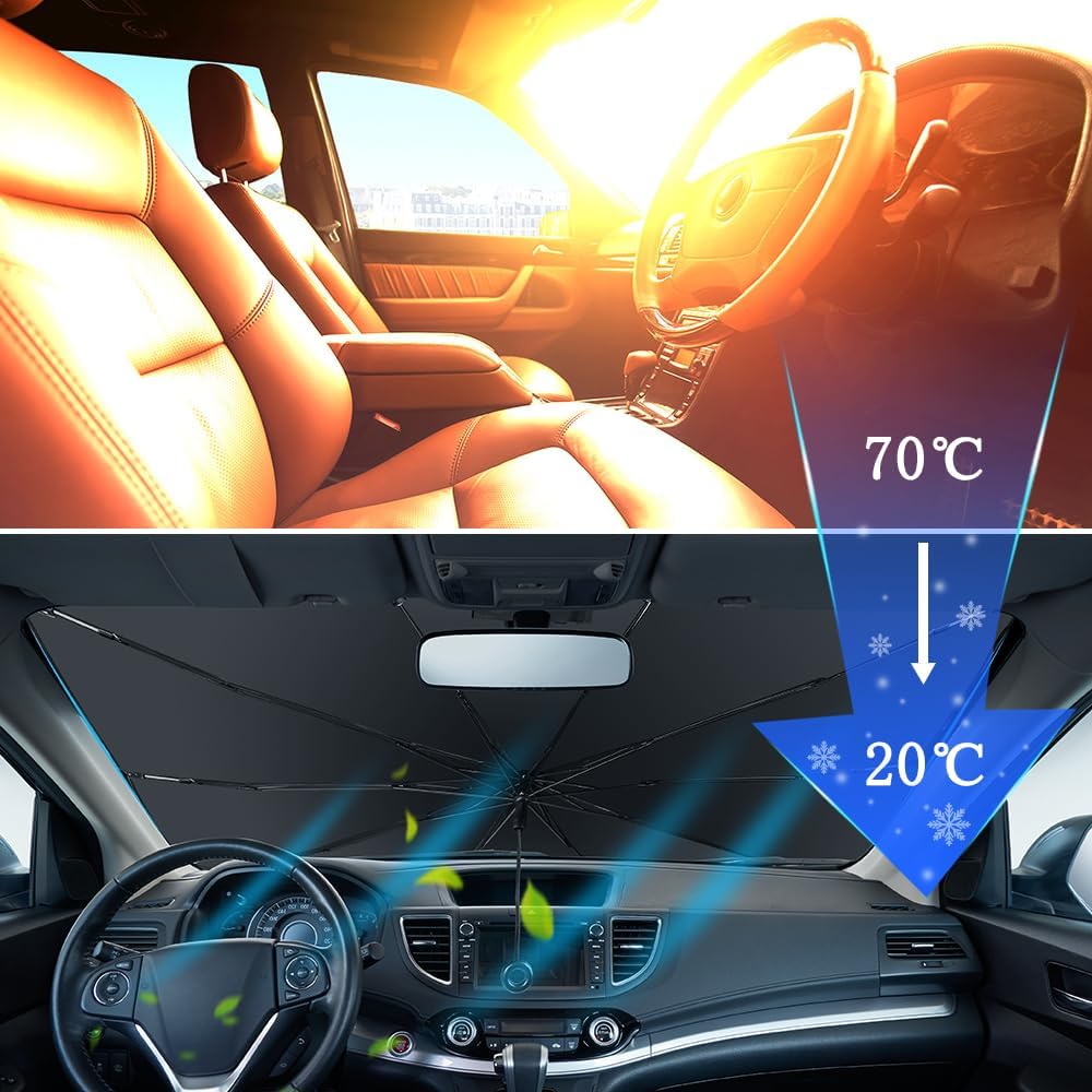 Windshield Umbrella Sunshade | UV Protection | Foldable Car Sunshade 140cm*126cm