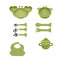 9-Piece Food Plate Set with Cup and Wooden Spoon for Kids and Babies