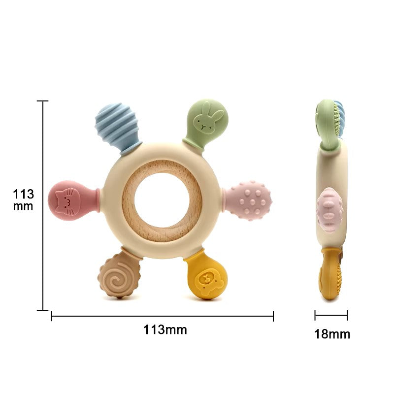 Baby Teething Toy – Silicone Rudder with Wooden Beads